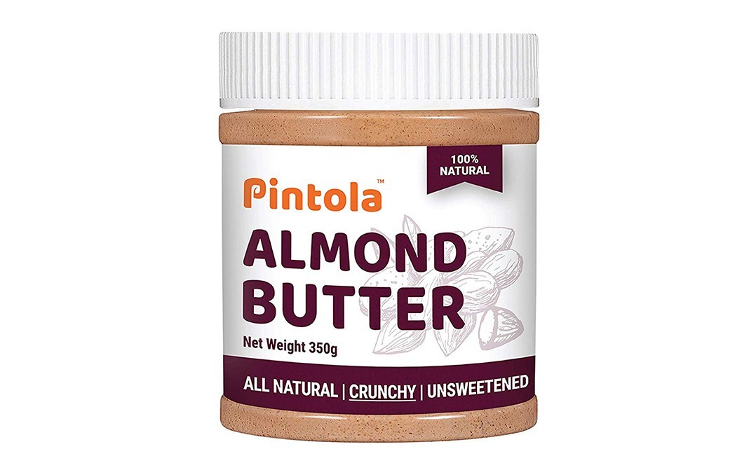 Pintola Almond Butter  Crunchy All Natural Unsweetened   Plastic Jar  350 grams